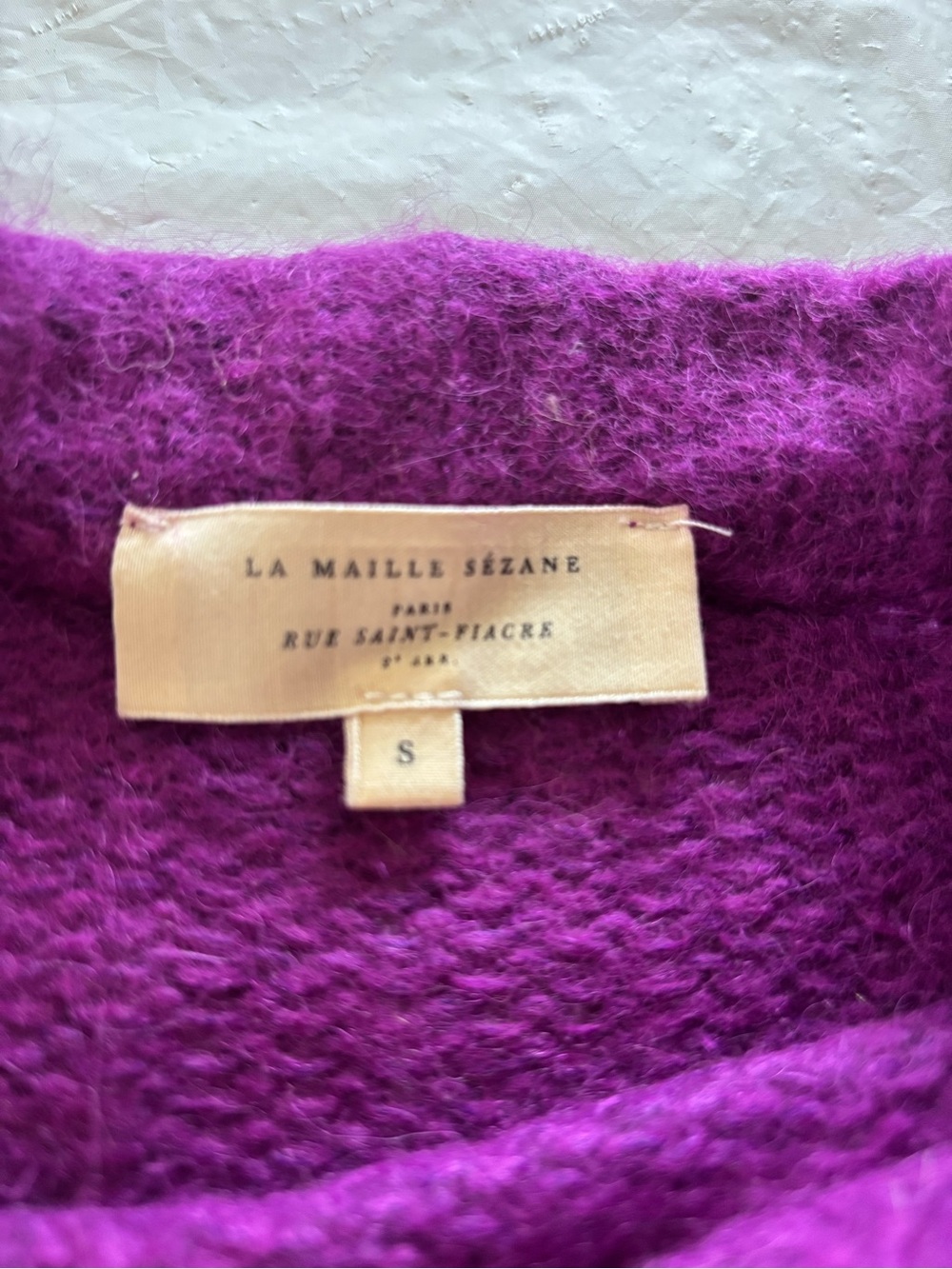 Sezane Purple Brown Yellow Mohair Alpaca Chuck Jumper Sweater SZ S Worn 1X - Picture 5 of 9